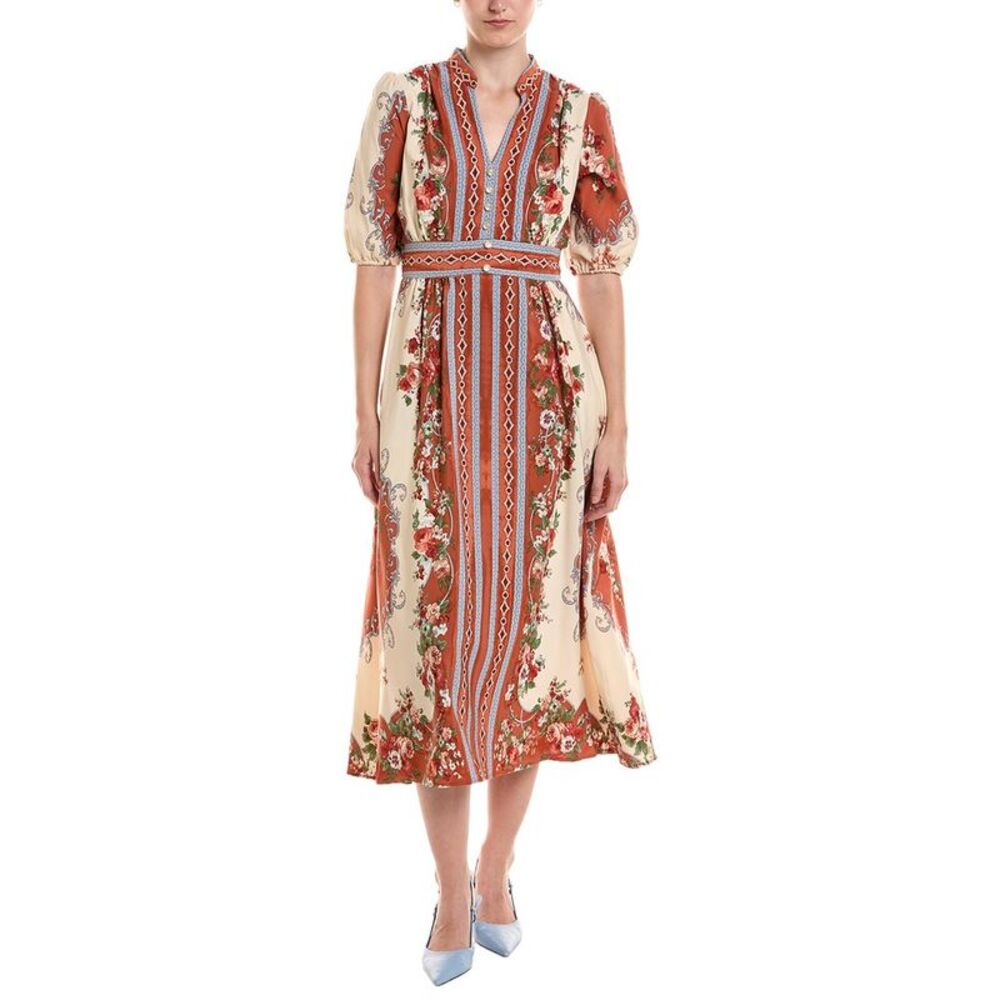 Maison Tara Womens  Midi Dress, White